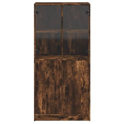 Висок шкаф, опушен дъб, 68x37x142 см, инженерно дърво