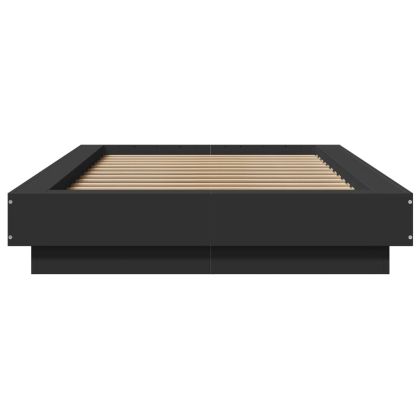 Рамка за легло, черна, 100x200 см, инженерно дърво