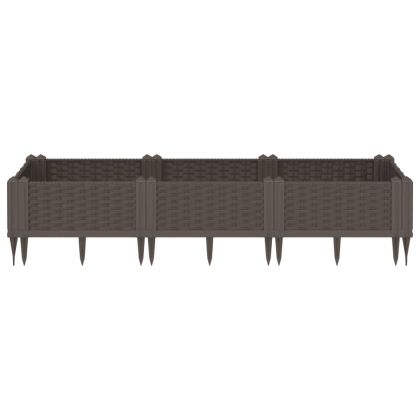 Градинска кашпа с колчета, кафява, 125x40x28,5 см, PP