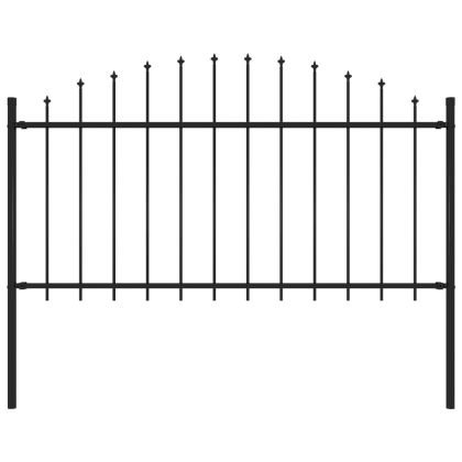 Градинска ограда с връх пика, стомана, (1,25-1,5)x1,7 м, черна