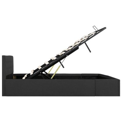 Легло с повдигащ механизъм, тъмносиво, текстил, 180х200 см