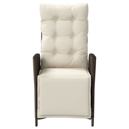 Накланящи градински столове с подложка 2 бр, кафяв, полиратан