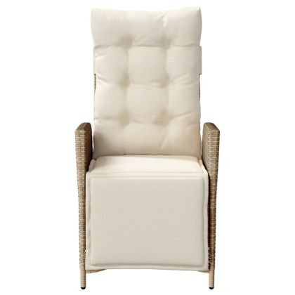 Накланящи градински столове с подложка 2 бр, бежов, полиратан