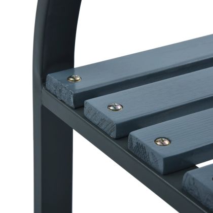 Градински столове 2 бр сив чам масив прахово боядисана стомана