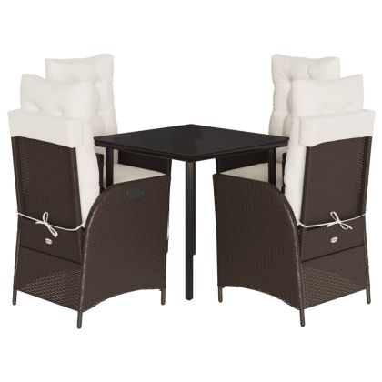 Градински комплект с възглавници 5 части кафяв полиратан