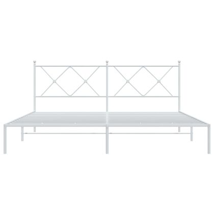Метална рамка за легло с горна табла, бяла, 180x200 см