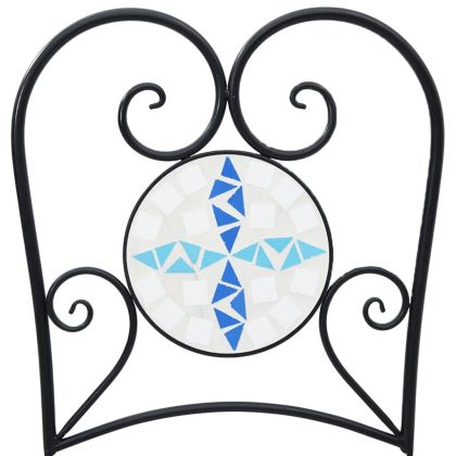 Бистро столове, сгъваеми, 2 бр, синьо-бели, керамика