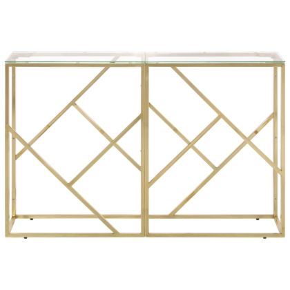 Конзолна маса, златиста, неръждаема стомана и закалено стъкло