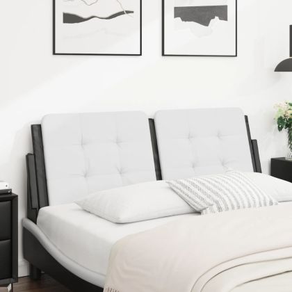 Мека табла за легло, бяла и черна, 120 см, изкуствена кожа