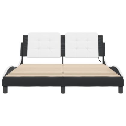 Рамка за легло с LED без матрак Zadar черно-бяла 160x200 cм