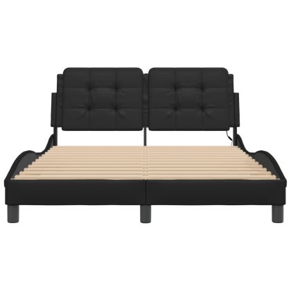 Рамка за легло с LED без матрак Zadar черна 140x190 см