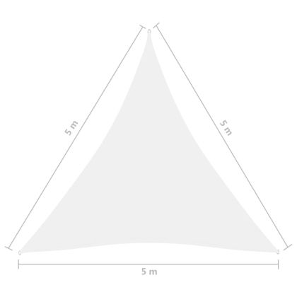 Слънцезащитно платно, Оксфорд плат, триъгълно, 5x5x5 м, бяло