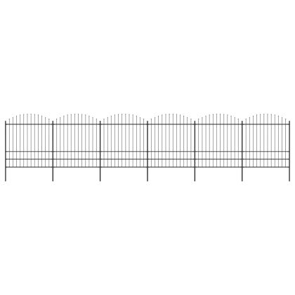 Градинска ограда с пики, стомана, (1,75-2)x10,2 м, черна