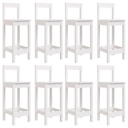 Градински бар комплект от 9 части, бял, масивно дърво бор