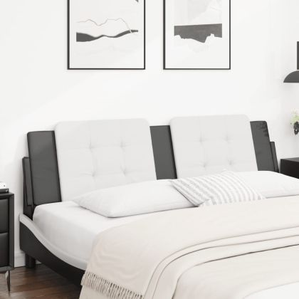 Мека табла за легло, бяла и черна, 180 см, изкуствена кожа