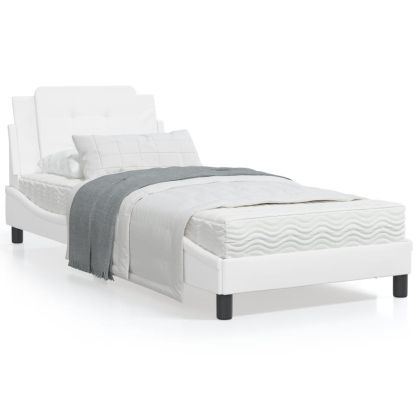 Рамка за легло с LED осветление бяла 90x190 см изкуствена кожа
