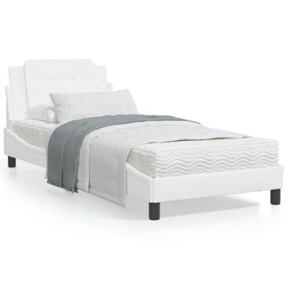 Рамка за легло с табла, бяла, 90x190 см изкуствена кожа