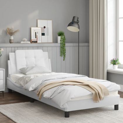 Рамка за легло без матрак Zadar, бяла, 90x190 см изкуствена кожа