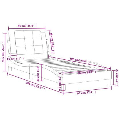 Рамка за легло без матрак Zadar, сива, 90x190 см изкуствена кожа