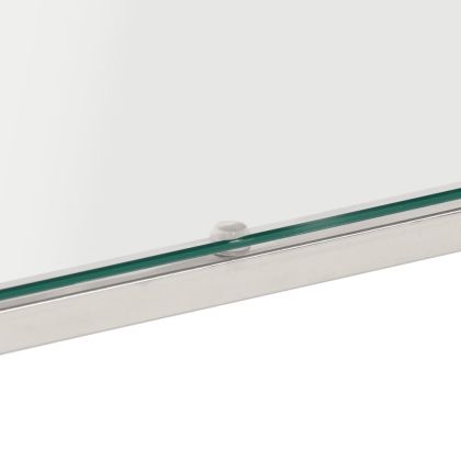 Кафе маса, сребриста, неръждаема стомана и закалено стъкло