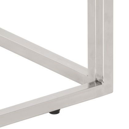 Кафе маса, сребриста, неръждаема стомана и закалено стъкло