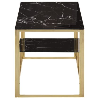 Кафе маса, златиста, неръждаема стомана и закалено стъкло