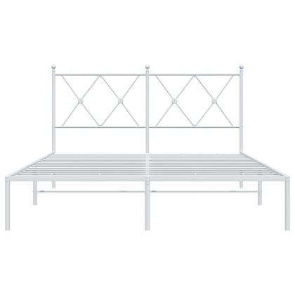 Метална рамка за легло с горна табла, бяла, 140x200 см