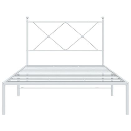 Метална рамка за легло с горна табла, черна, 100x200 см