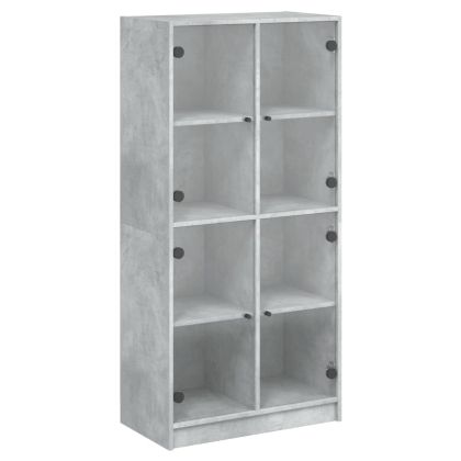 Висок шкаф, Бетонно сиво, 68x37x142 см, инженерно дърво