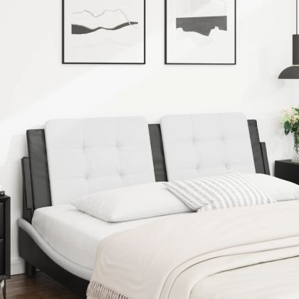Мека табла за легло, бяла и черна, 160 см, изкуствена кожа