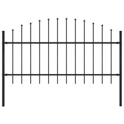 Градинска ограда с връх тип копие, стомана, 181x125 см, черна