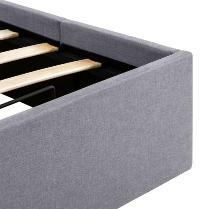 Легло с повдигащ механизъм, светлосиво, текстил, 90x200 см