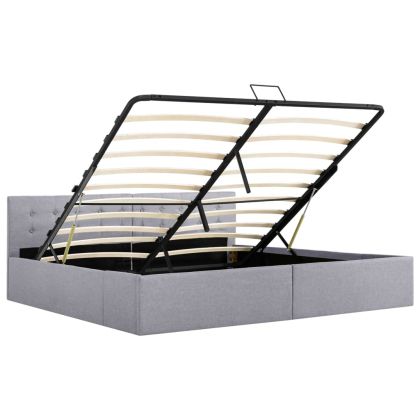 Легло с повдигащ механизъм светлосиво текстил 180х200 см