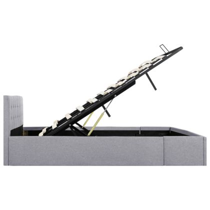 Легло с повдигащ механизъм светлосиво текстил 180х200 см