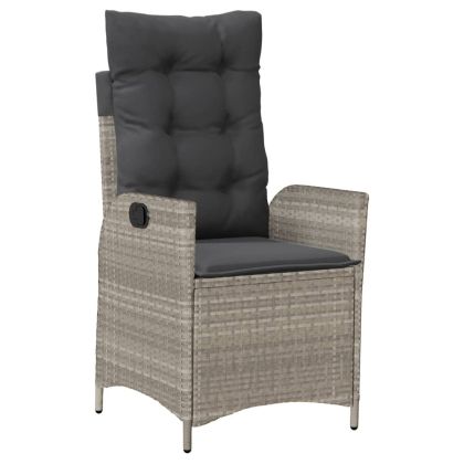 Накланящи градински столове с възглавници 2 бр, светлосиви