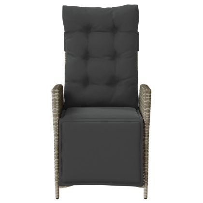 Накланящи градински столове с подложка 2 бр, полиратан, сиви