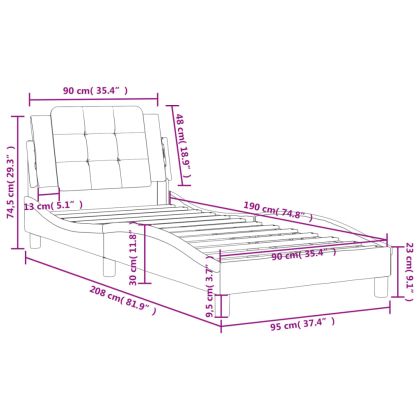Рамка за легло без матрак Zadar, черна,90x190 см изкуствена кожа