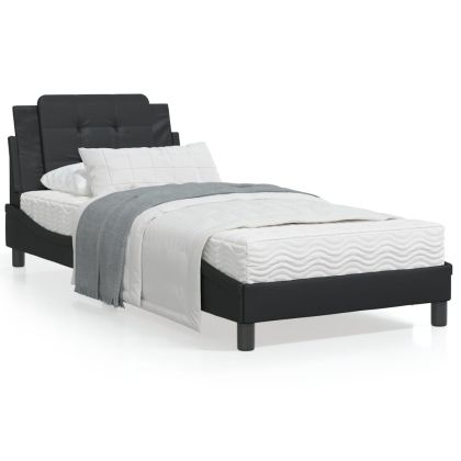 Рамка за легло с табла, черна, 80x200 см, изкуствена кожа