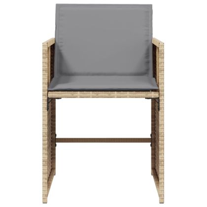 Градински столове с възглавници, 4 бр, бежови полиратан