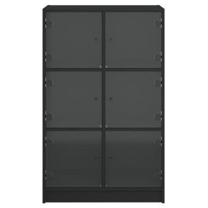 Висок шкаф, черен, 68x37x109 см, инженерно дърво