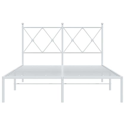 Метална рамка за легло с горна табла, бяла, 120x200 см