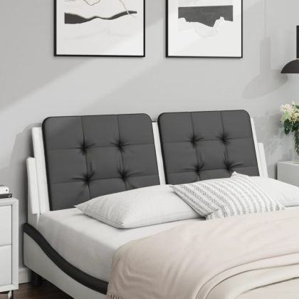 Мека табла за легло, черна и бяла, 120 см, изкуствена кожа