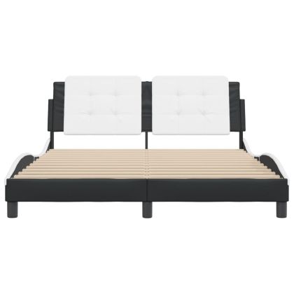 Рамка за легло без матрак Zadar, черна, бяла, 160x200см, изкуствена кожа