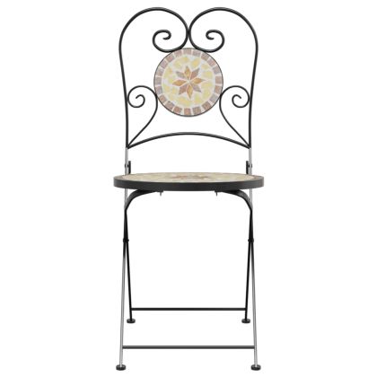 Бистро столове, сгъваеми, 2 бр, теракота-бели, керамика