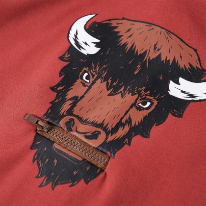 Детски суитшърт с качулка, опушено червено, 128