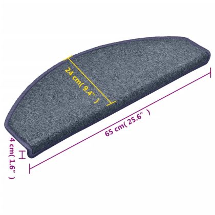 Изтривалки за стълби 15 бр. 65x24x4 см, тъмносиви и сини, полукръгли, големи