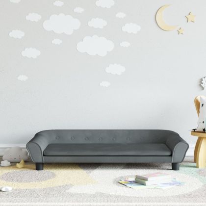 Детски диван, тъмносив, 100x50x26 см, кадифе