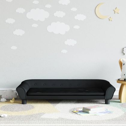 Детски диван, черно, 100x50x26 см, кадифе