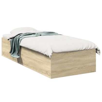 Рамка за легло, дъб сонома, 75x190 см, масивно дърво