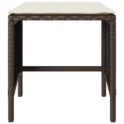 Градински комплект с възглавници, 4 части, кафяв, полиратан